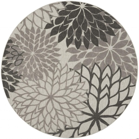 Homeroots 8 ft. Round Silver & Gray Indoor & Outdoor Area Rug 384710